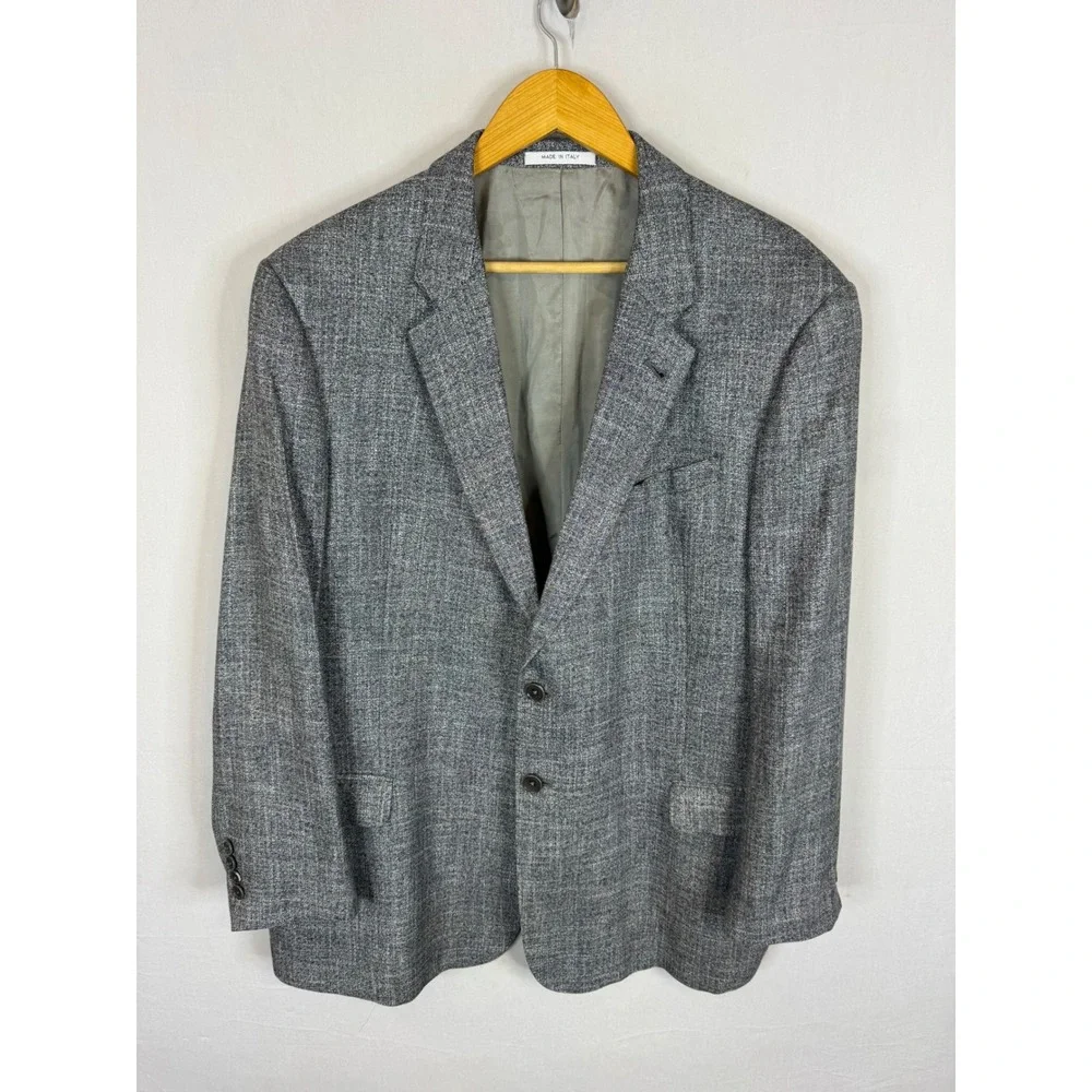 Armani Collezioni Giorgio Mens Grey Viscose Blazer Sport Coat 46R Made in Italy